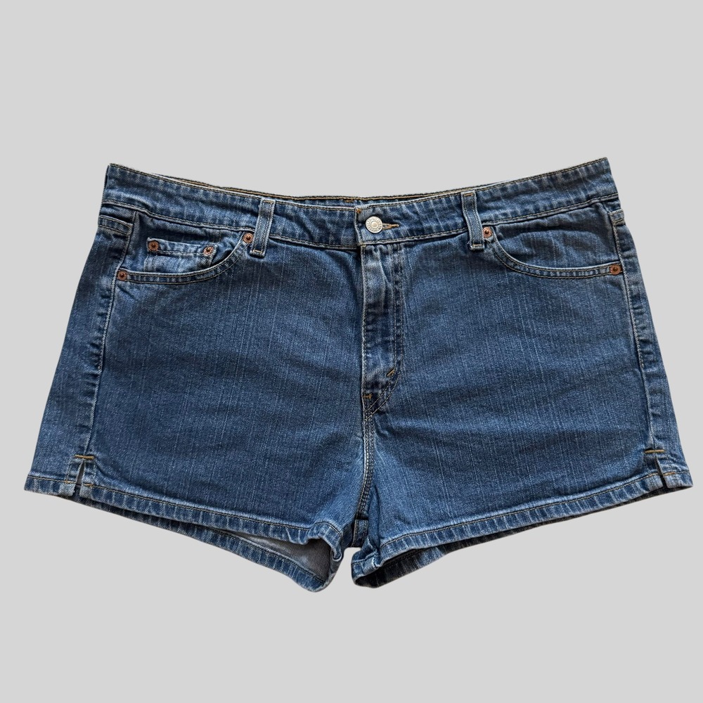 Y2K Levis Superlow Stretch Denim Shorts Blue Low Rise 17 JR 2000s indie festival